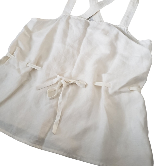 Wilfred Cream Linen Blend Sleeveless Loose Fit Waist Ties Top Sz M - Picture 5 of 9